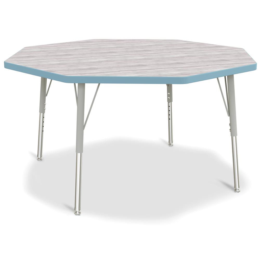 Berries® Octagon Activity Table - 48" X 48", E-height - Driftwood Gray/Coastal Blue/Gray. Picture 1