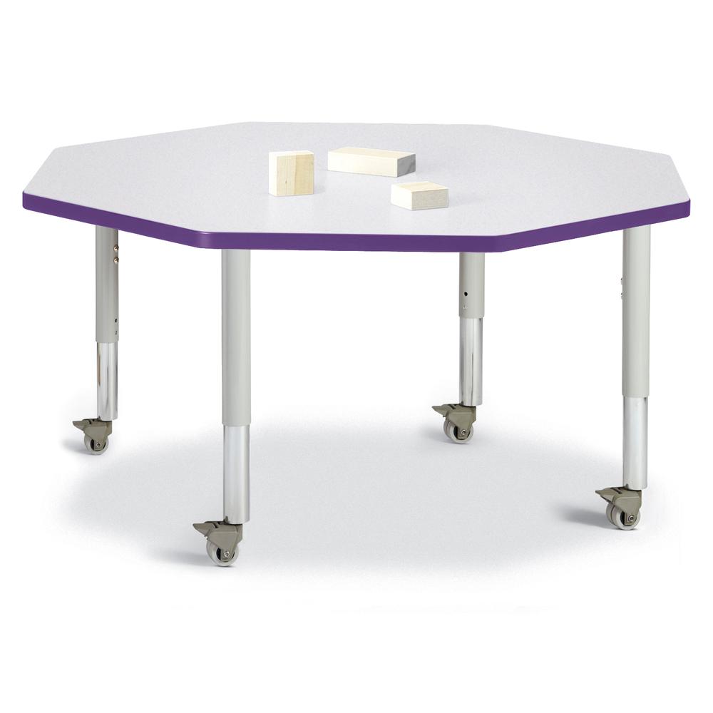 Octagon Activity Table - 48" X 48", Mobile - Gray/Purple/Gray. Picture 1