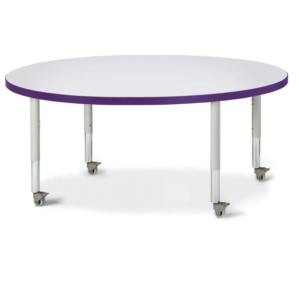 Round Activity Table - 48" Diameter, Mobile - Gray/Purple/Gray. The main picture.