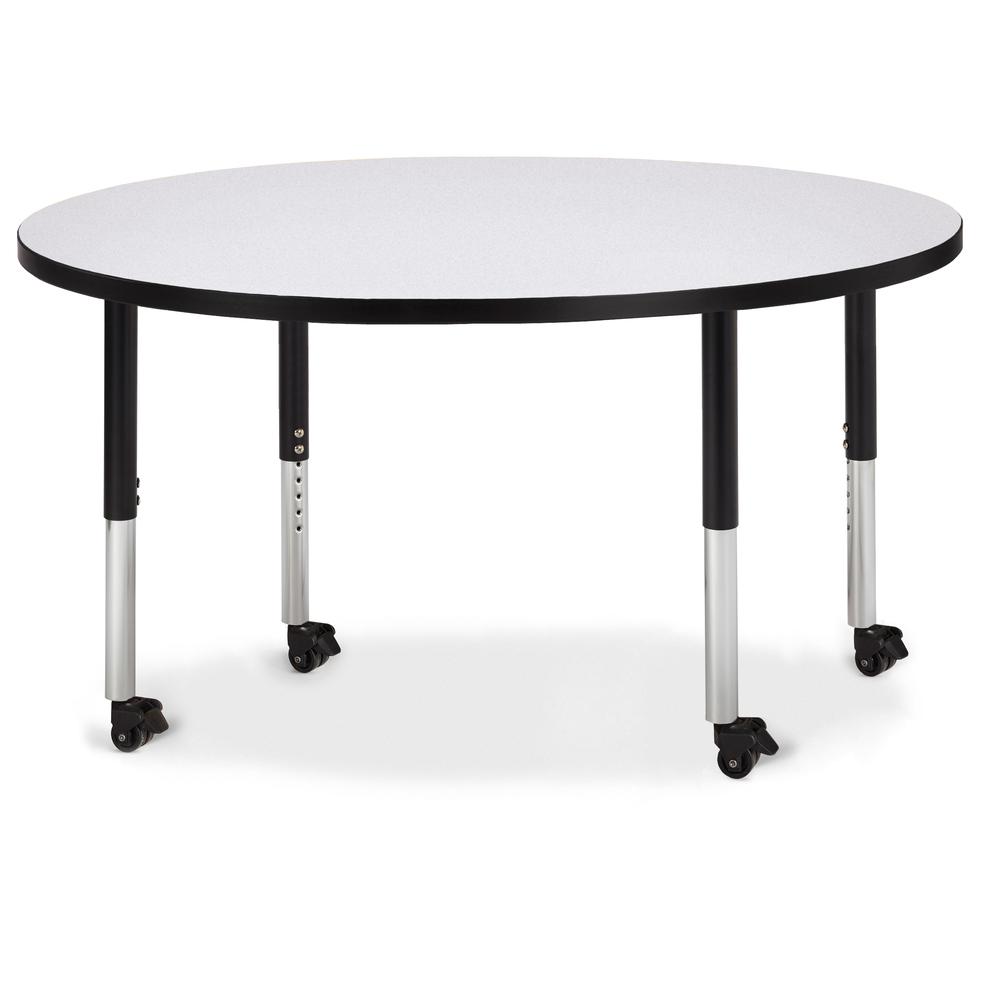 Round Activity Table - 48" Diameter, Mobile - Gray/Black/Black. Picture 1