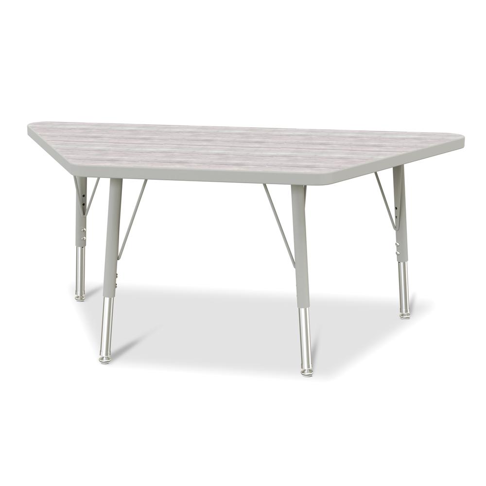 Berries® Trapezoid Activity Table - 24" X 48", E-height - Driftwood Gray/Gray/Gray. Picture 1