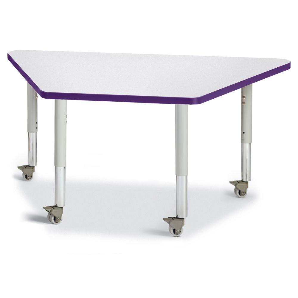 Trapezoid Activity Tables - 24" X 48", Mobile - Gray/Purple/Gray. Picture 1
