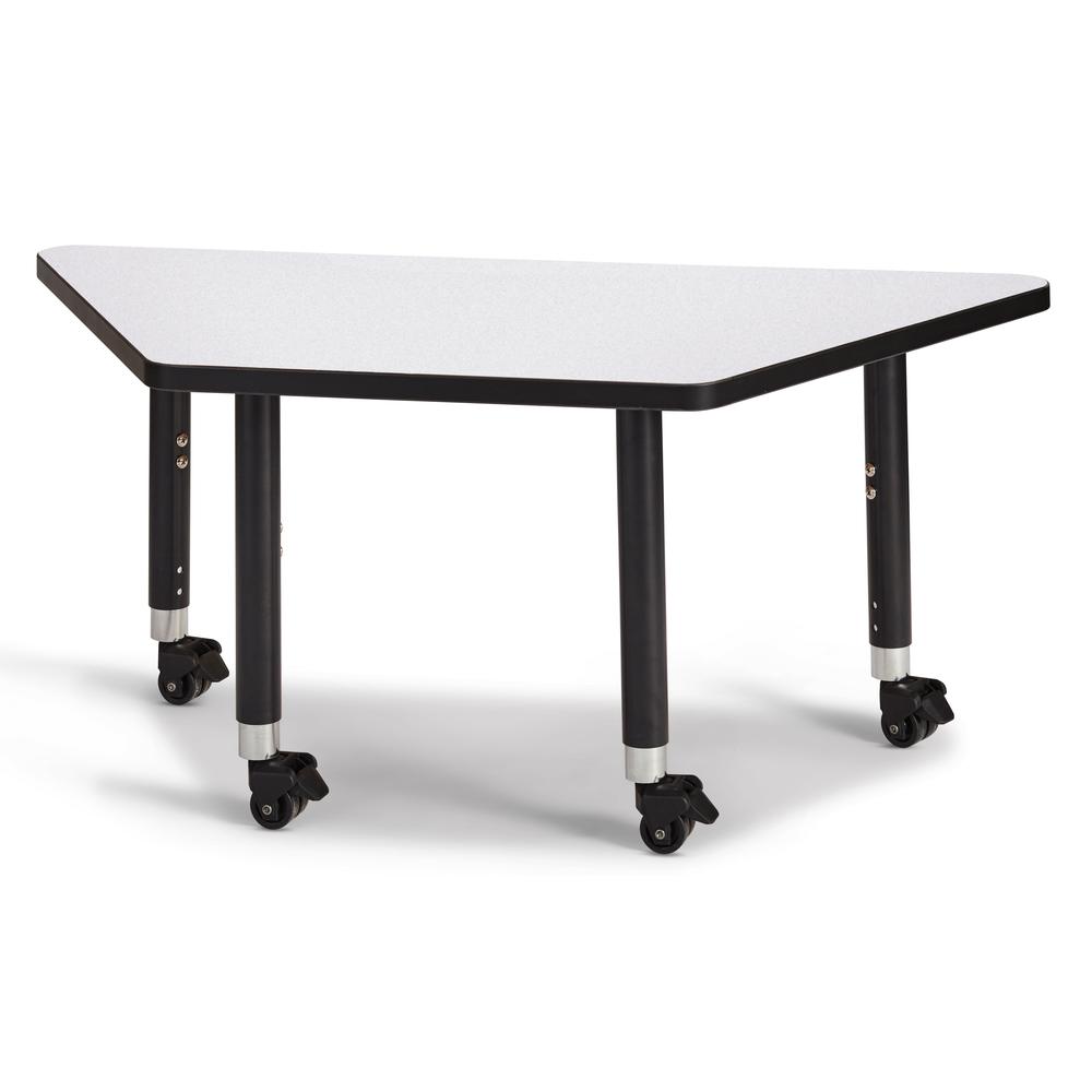 Trapezoid Activity Tables - 24" X 48", Mobile - Gray/Black/Black. Picture 1