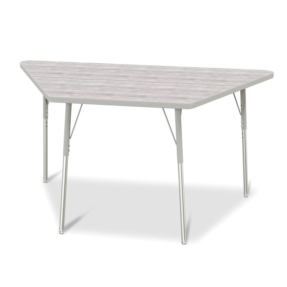 Berries® Trapezoid Activity Table - 30" X 60", A-height - Driftwood Gray/Gray/Gray. Picture 1