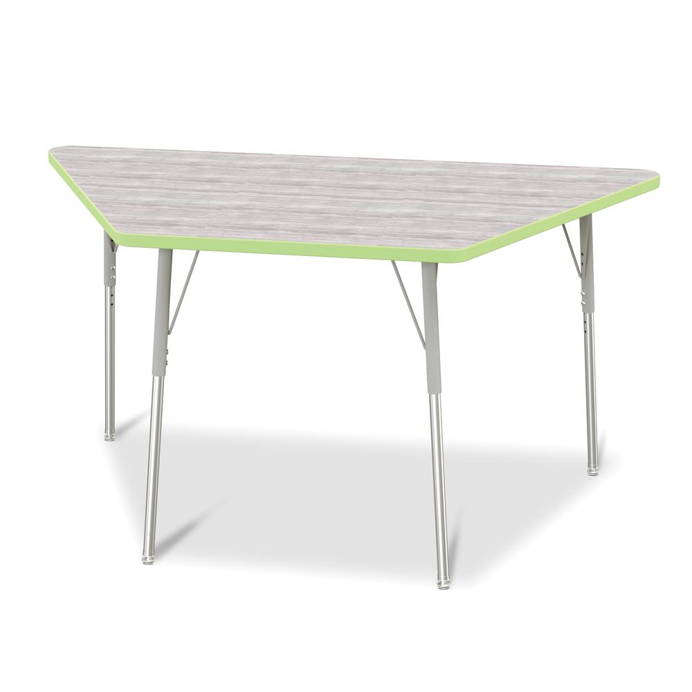 Berries® Trapezoid Activity Table - 30" X 60", A-height - Driftwood Gray/Key Lime/Gray. Picture 1