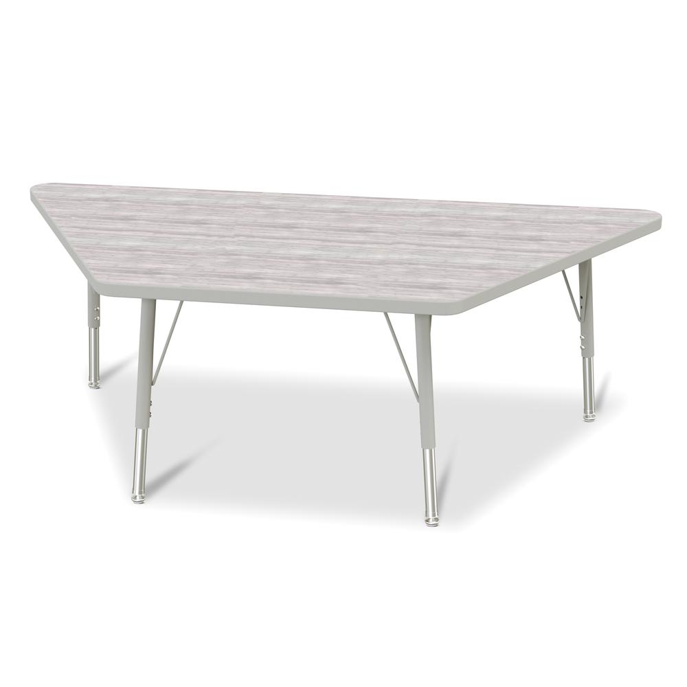 Berries® Trapezoid Activity Table - 30" X 60", E-height - Driftwood Gray/Gray/Gray. Picture 1