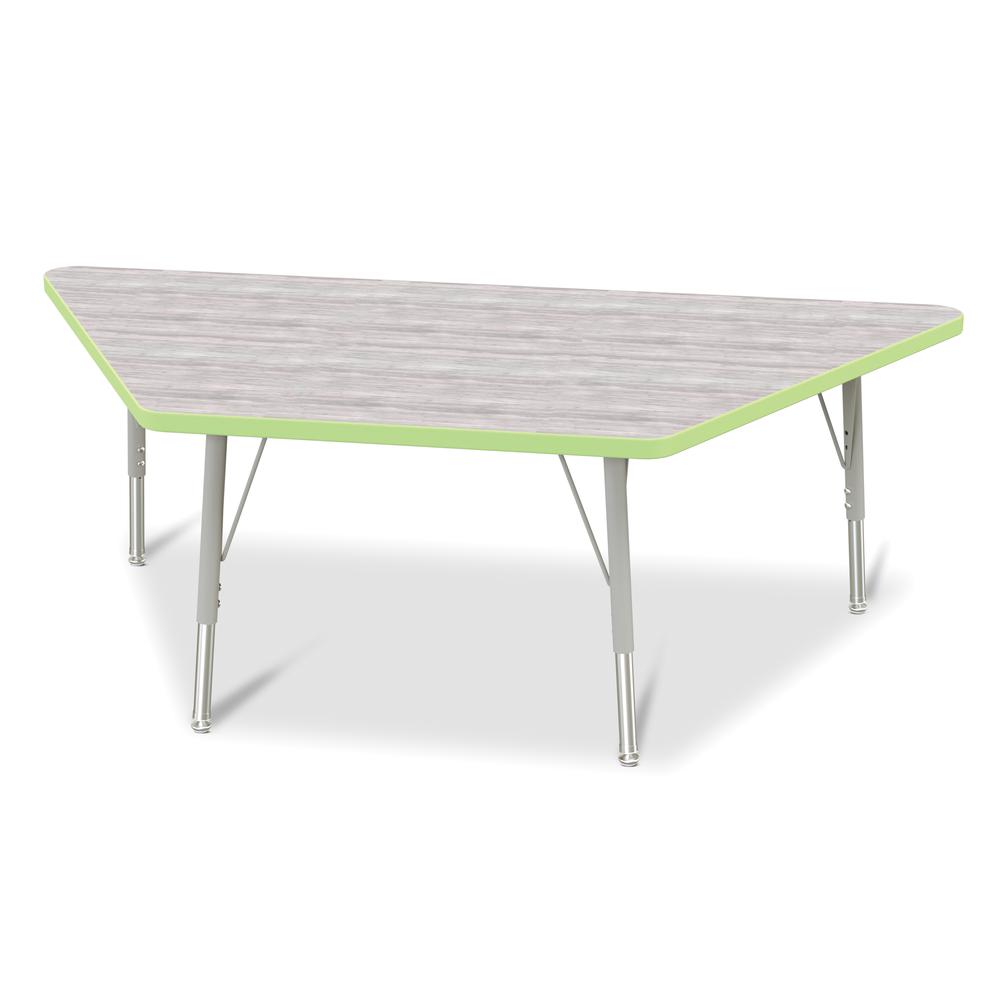 Berries® Trapezoid Activity Table - 30" X 60", E-height - Driftwood Gray/Key Lime/Gray. Picture 1