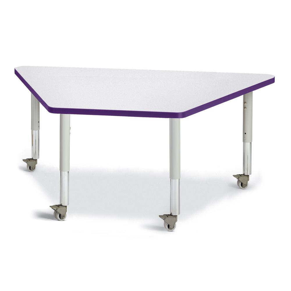 Trapezoid Activity Tables - 30" X 60", Mobile - Gray/Purple/Gray. Picture 1