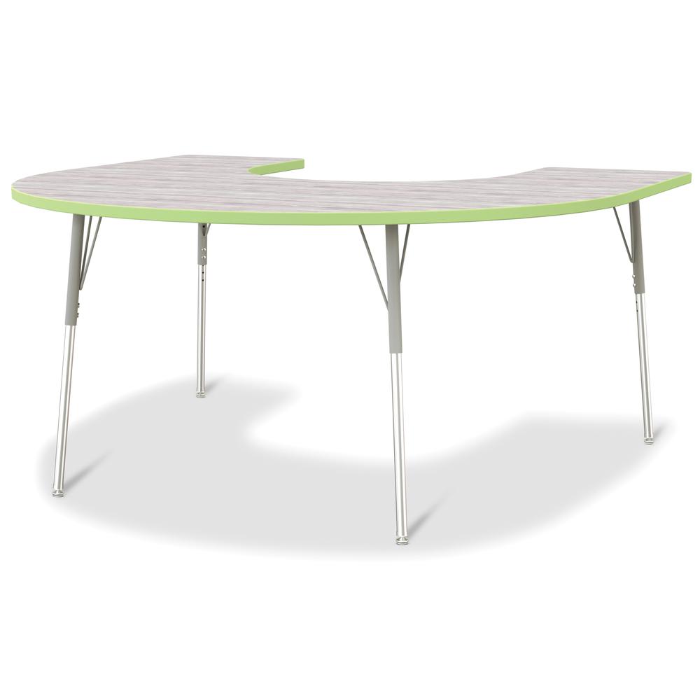 Berries® Horseshoe Activity Table - 60" X 66", A-height - Driftwood Gray/Key Lime/Gray. Picture 1