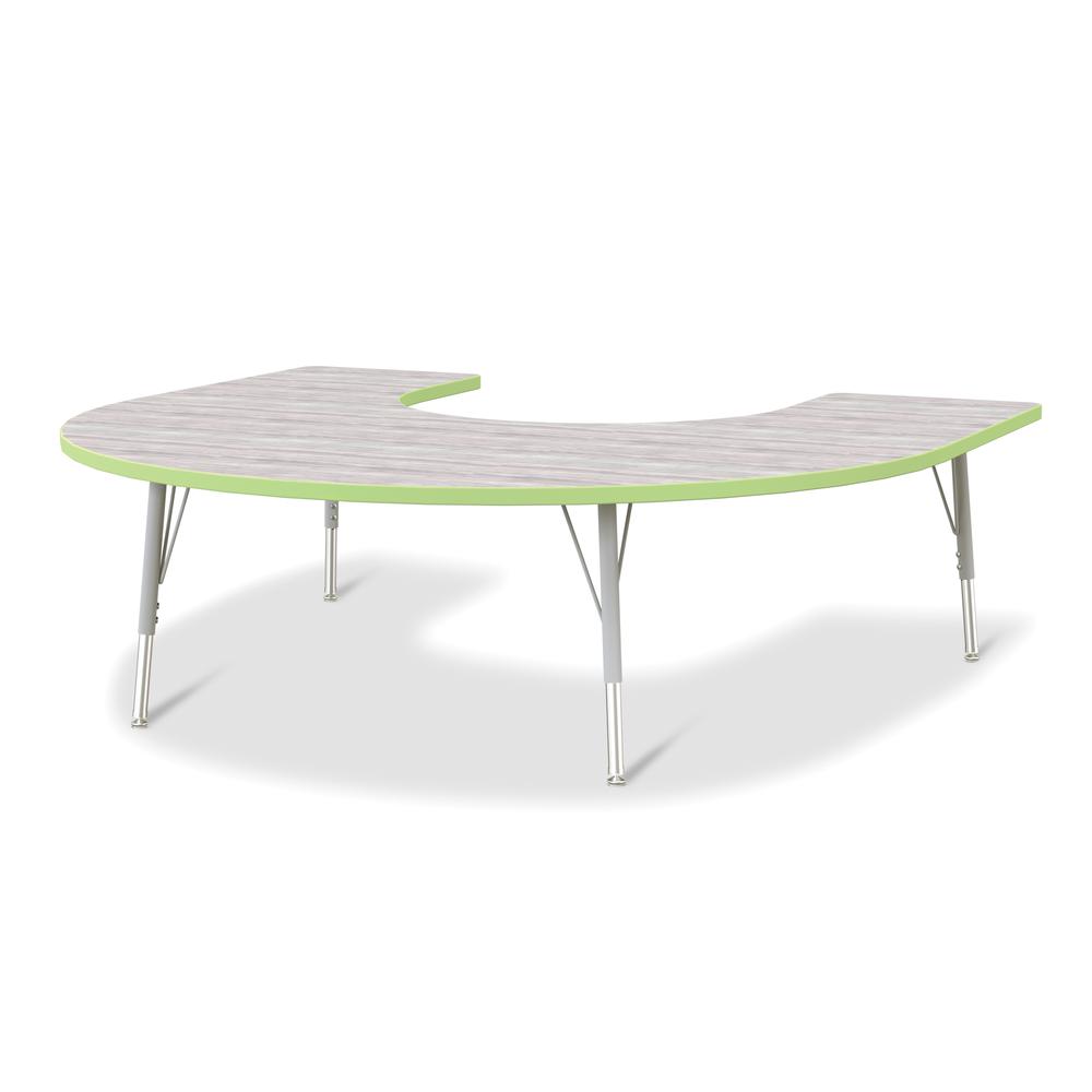 Berries® Horseshoe Activity Table - 60" X 66", E-height - Driftwood Gray/Key Lime/Gray. Picture 1