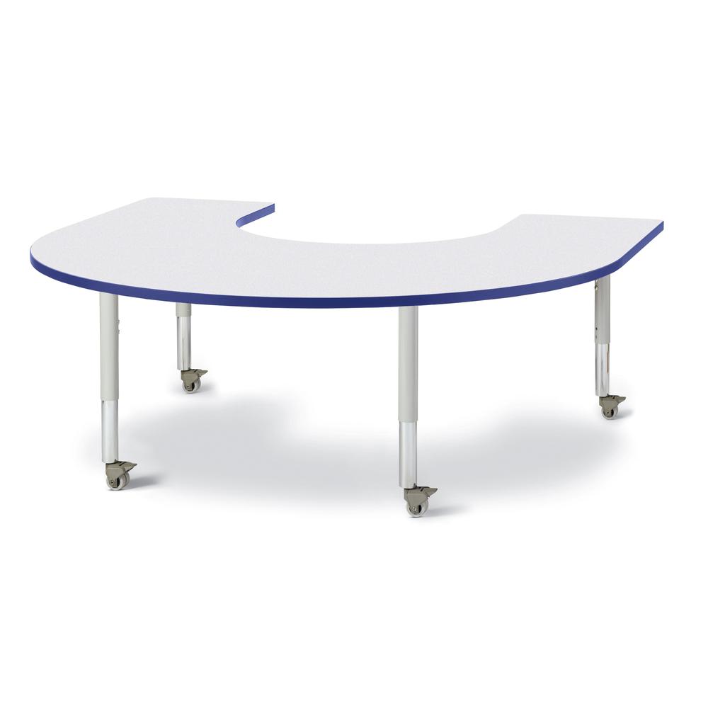 Horseshoe Activity Table - 66" X 60", Mobile - Gray/Blue/Gray. Picture 1