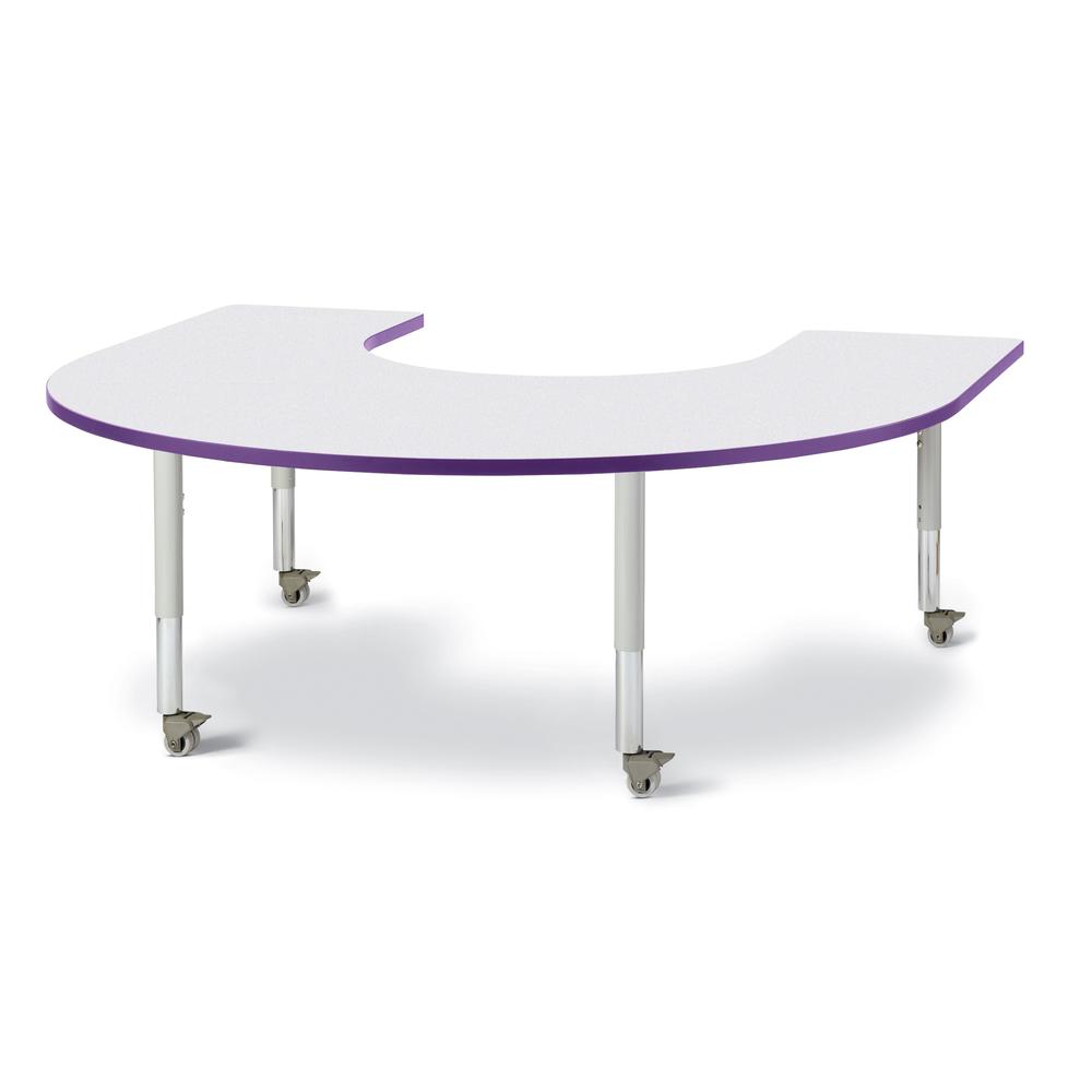Horseshoe Activity Table - 66" X 60", Mobile - Gray/Purple/Gray. Picture 1