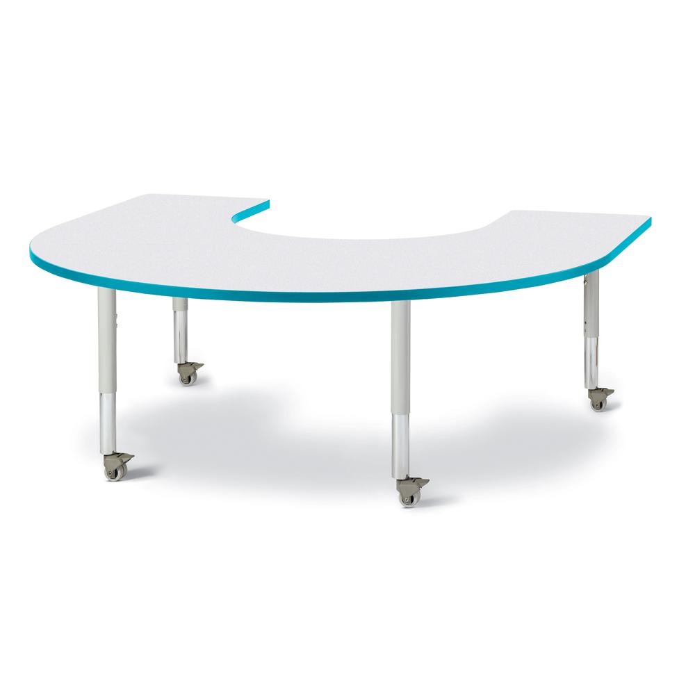 Horseshoe Activity Table - 66" X 60", Mobile - Gray/Teal/Gray. Picture 1