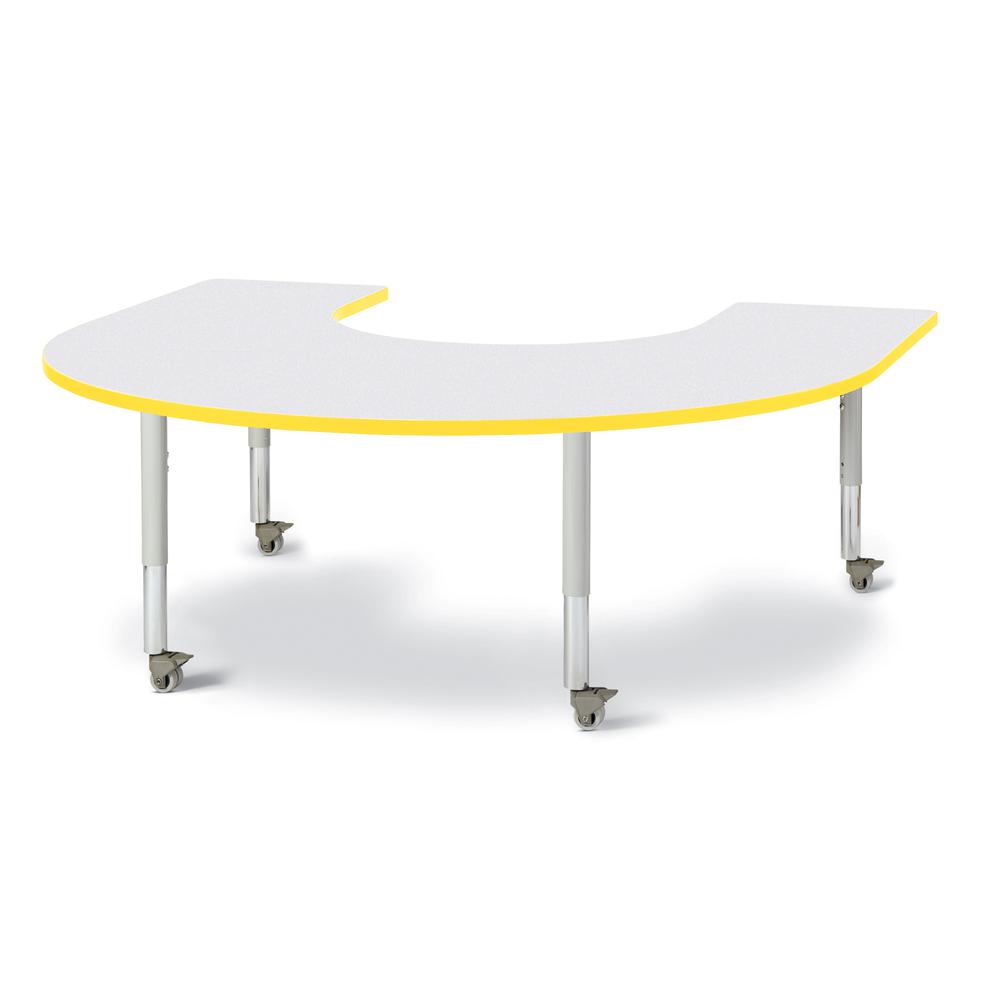 Horseshoe Activity Table - 66" X 60", Mobile - Gray/Yellow/Gray. Picture 1