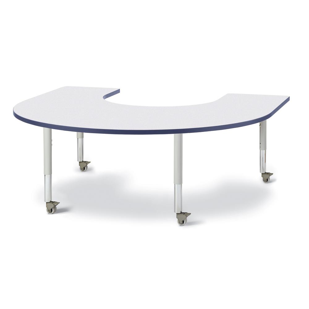 Horseshoe Activity Table - 66" X 60", Mobile - Gray/Navy/Gray. Picture 1