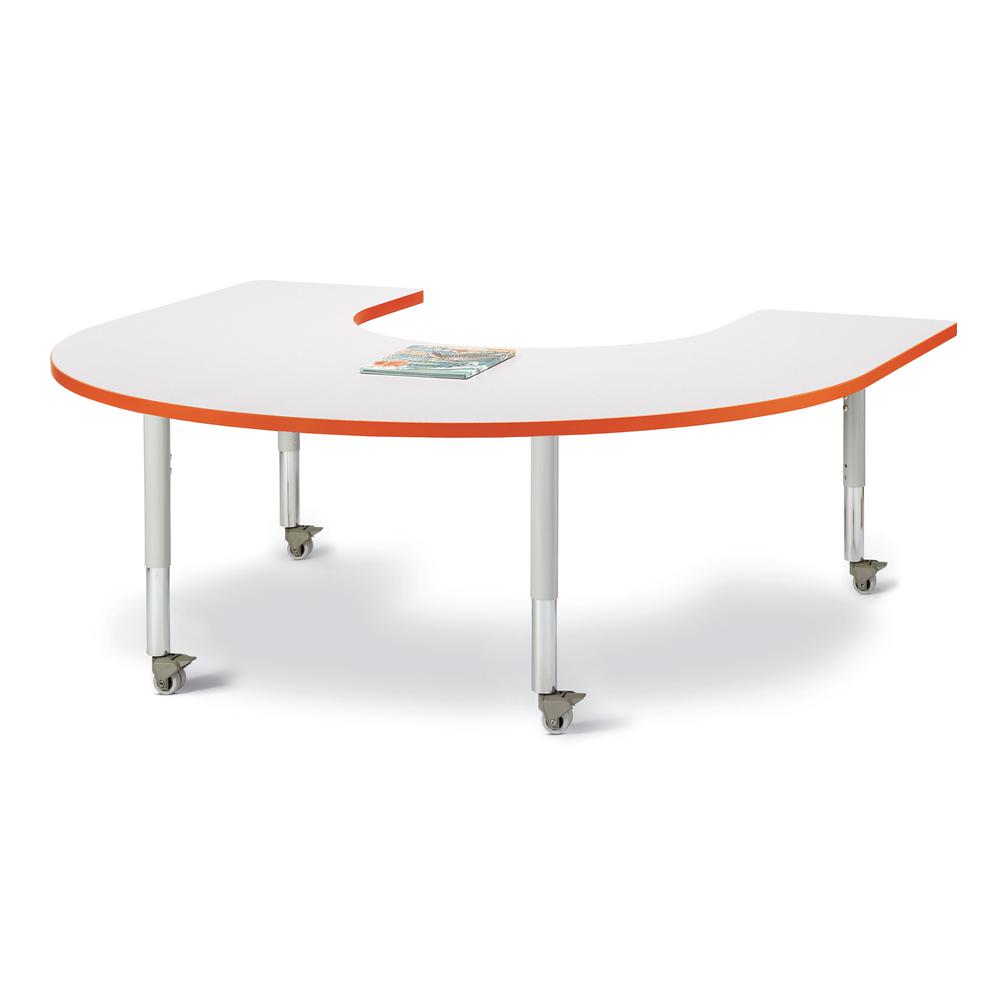 Horseshoe Activity Table - 66" X 60", Mobile - Gray/Orange/Gray. Picture 1