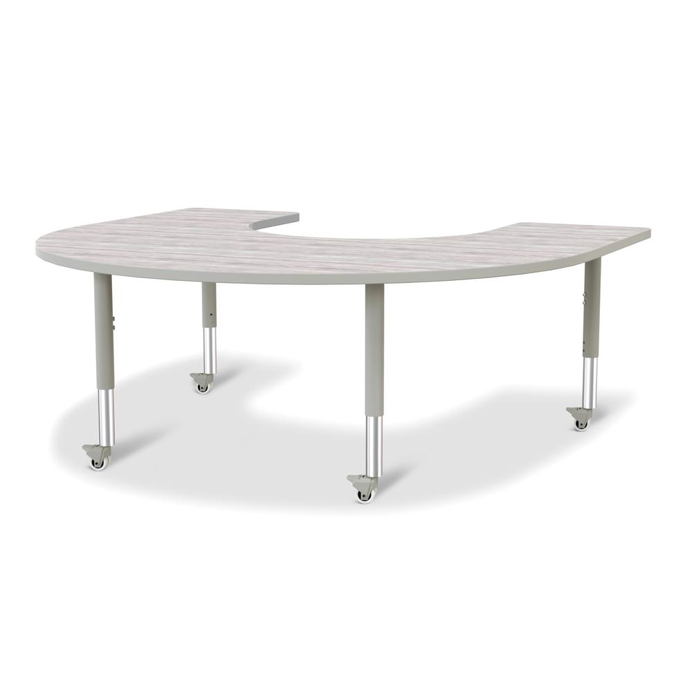 Berries® Horseshoe Activity Table - 60" X 66", Mobile - Driftwood Gray/Gray/Gray. Picture 1