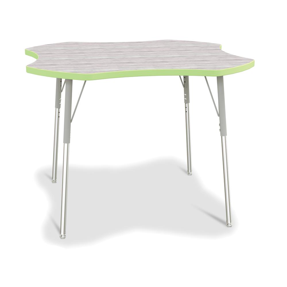 Berries® 4-Leaf Activity Table - A-height - Driftwood Gray/Key Lime/Gray. Picture 1