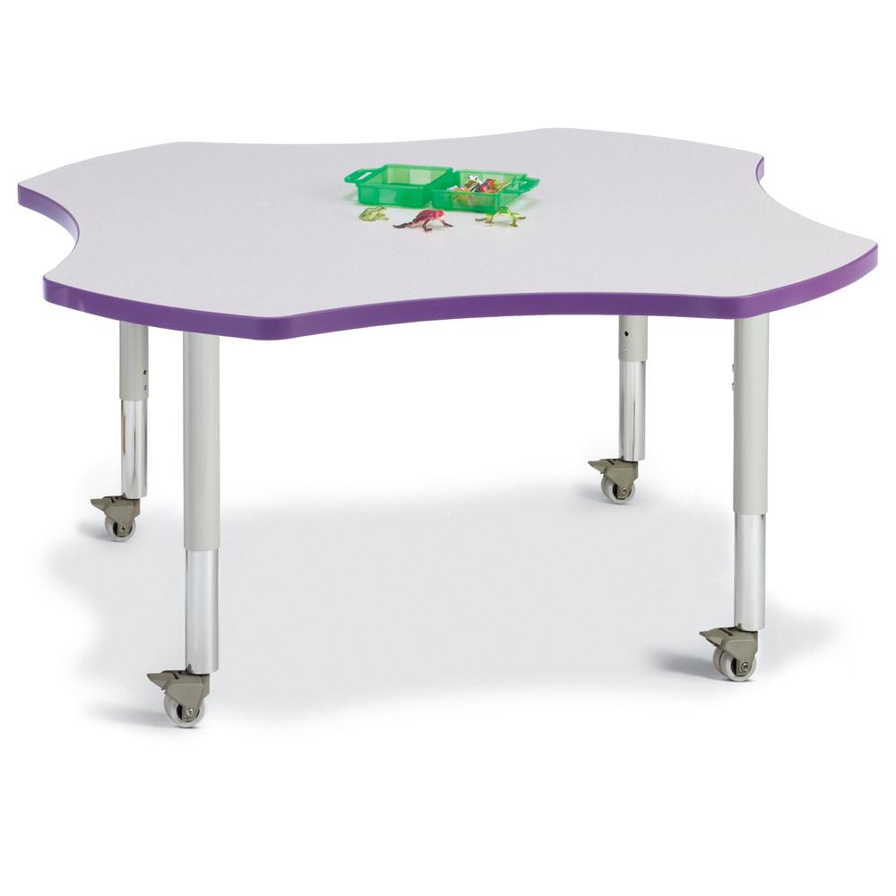 Four Leaf Activity Table - 48", Mobile - Gray/Purple/Gray. Picture 1