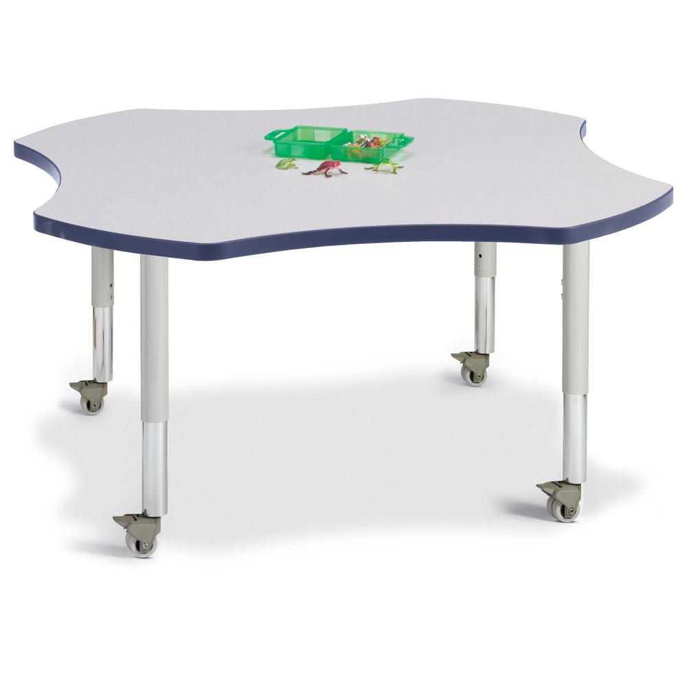 Four Leaf Activity Table - 48", Mobile - Gray/Navy/Gray. Picture 1