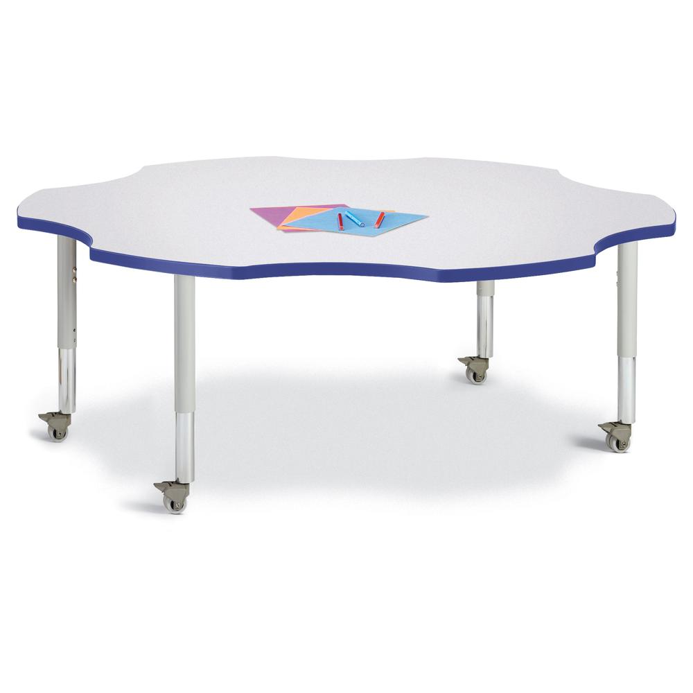 Six Leaf Activity Table - 60", Mobile - Gray/Blue/Gray. Picture 1