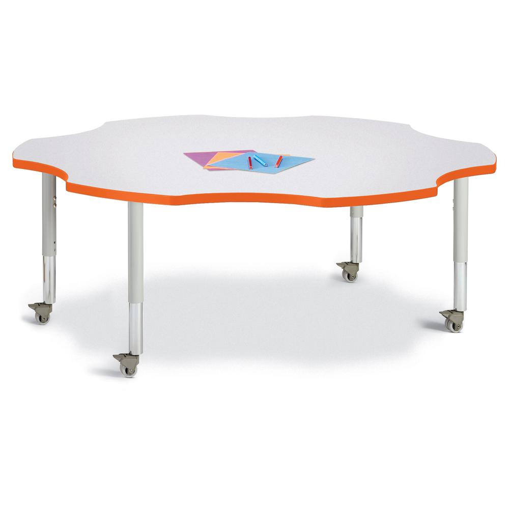 Six Leaf Activity Table - 60", Mobile - Gray/Orange/Gray. Picture 1
