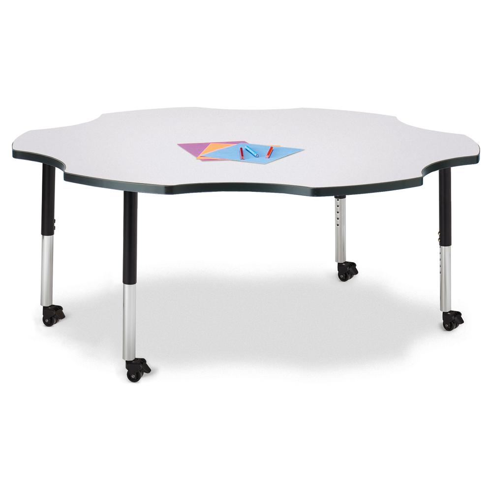 Six Leaf Activity Table - 60", Mobile - Gray/Black/Black. Picture 1
