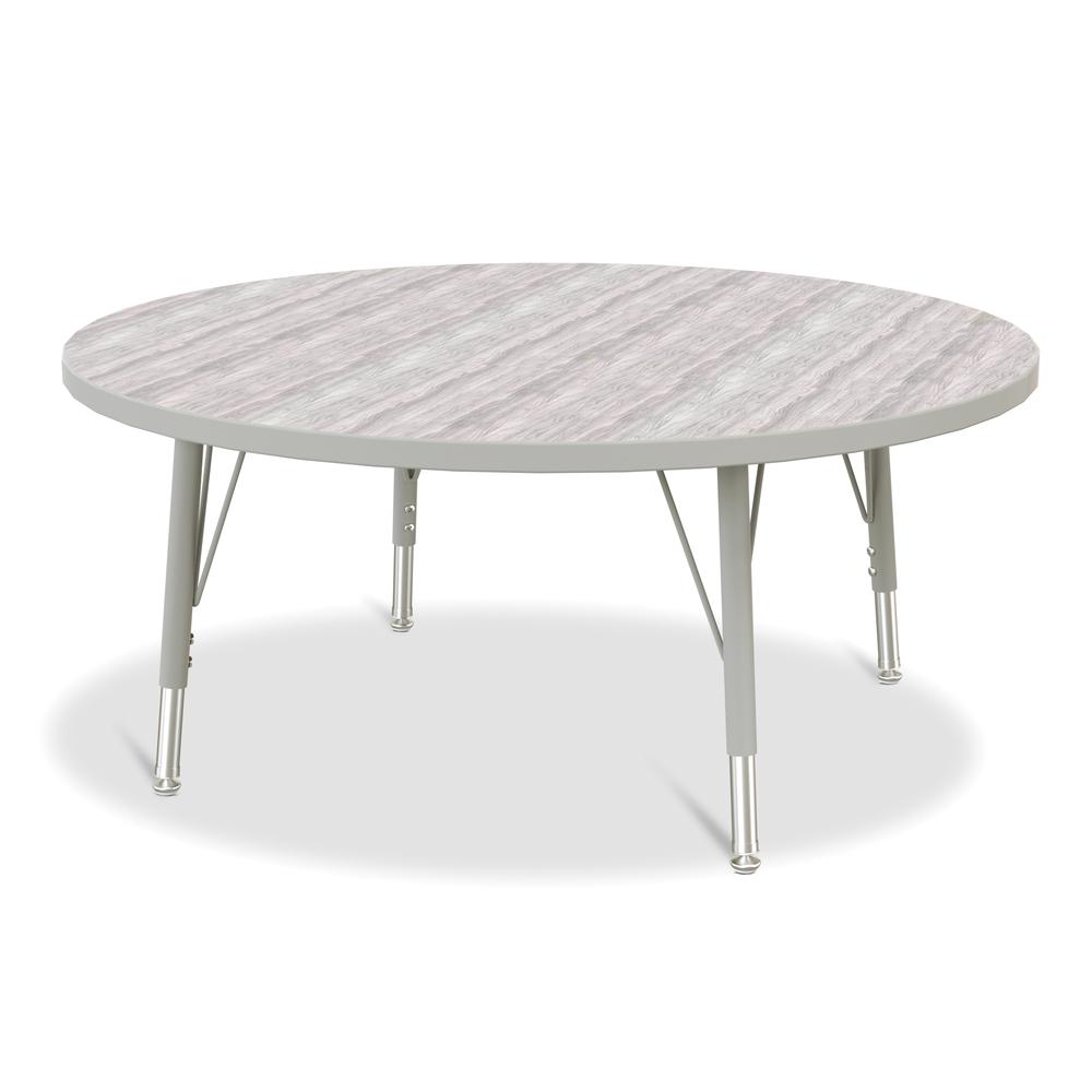Berries® Round Activity Table - 42" Diameter, E-height - Driftwood Gray/Gray/Gray. Picture 1