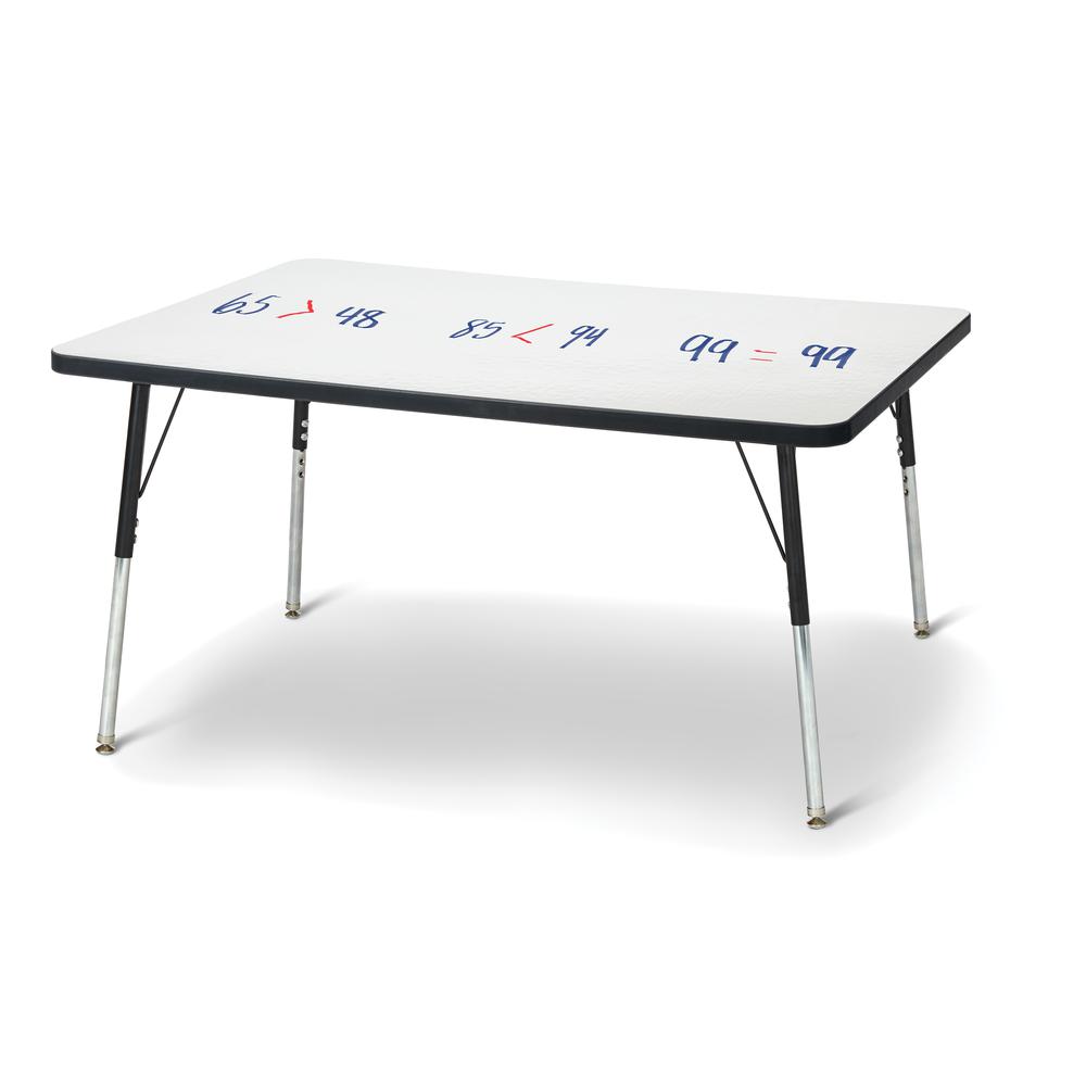 Berries® Rectangle Dry Erase Table - 48" x 30", A-height - Write-n-Wipe/Black/Black. Picture 1