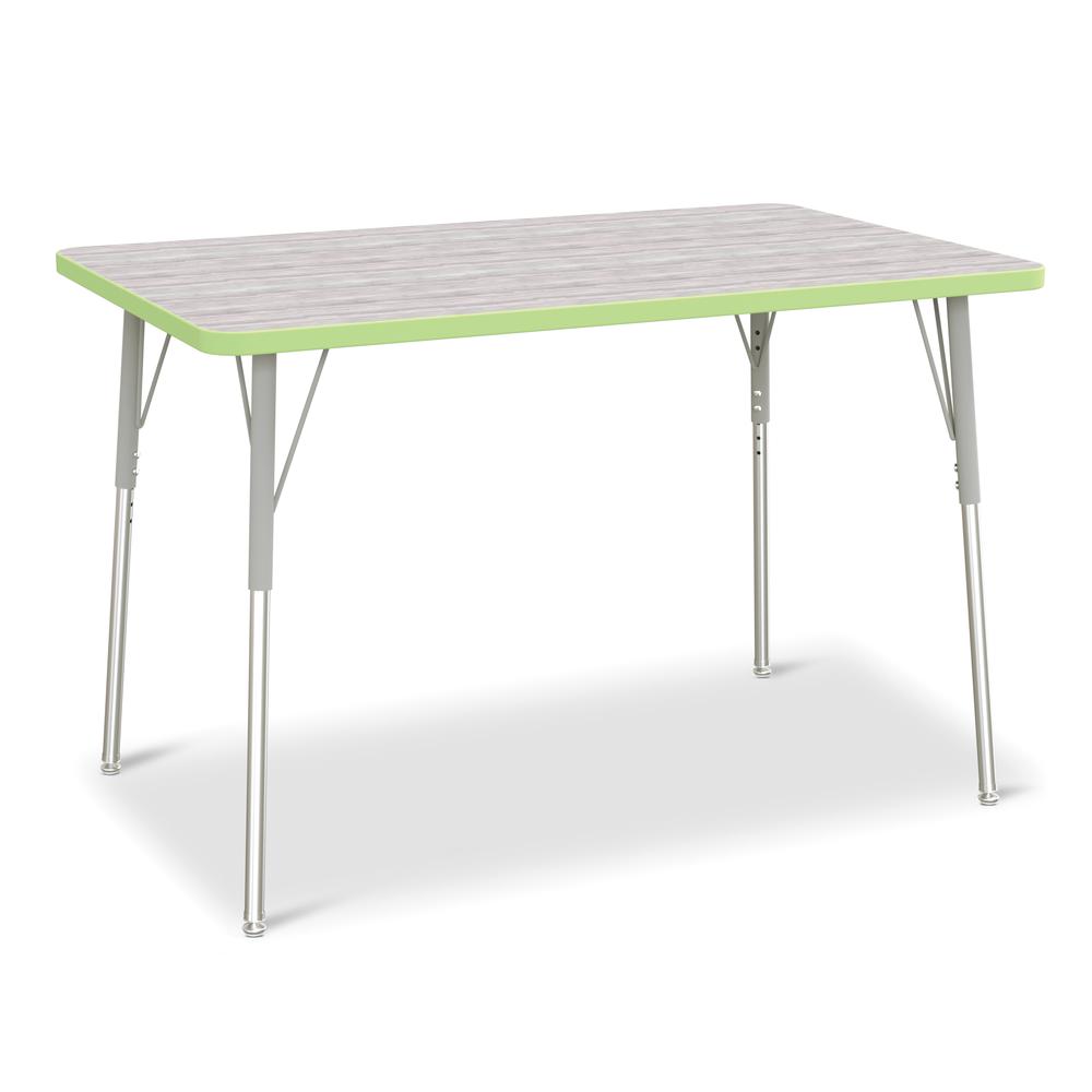 Berries® Rectangle Activity Table - 30" X 48", A-height - Driftwood Gray/Key Lime/Gray. Picture 1
