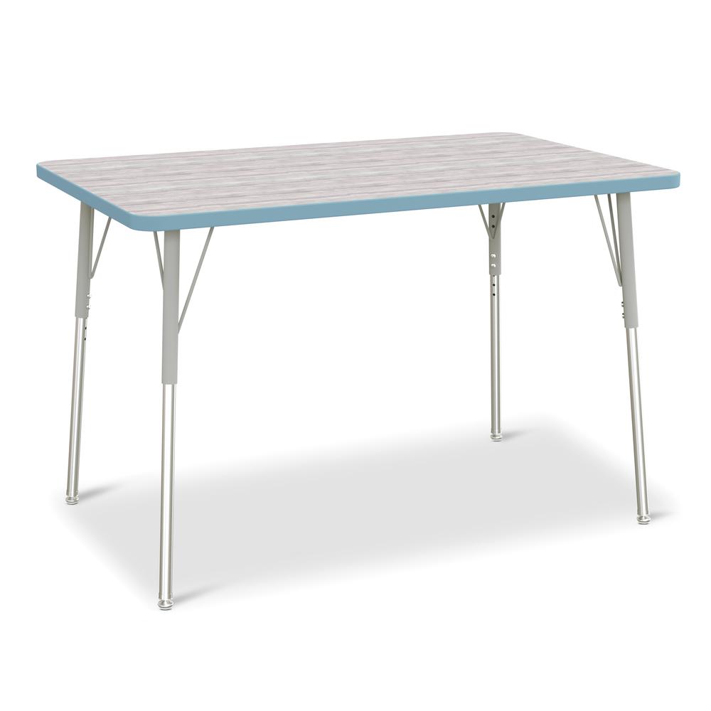 Berries® Rectangle Activity Table - 30" X 48", A-height - Driftwood Gray/Coastal Blue/Gray. Picture 1