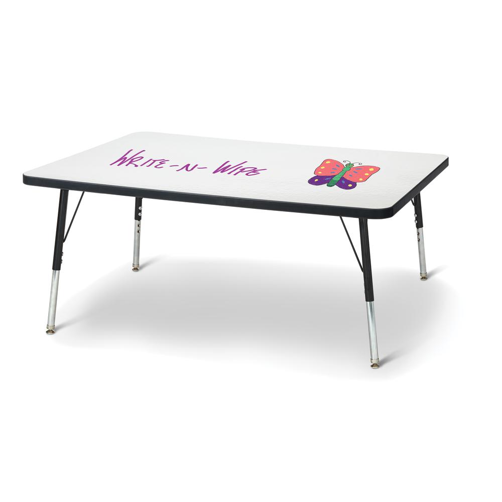 Berries® Rectangle Dry Erase Table - 48" x 30", E-height - Write-n-Wipe/Black/Black. Picture 1