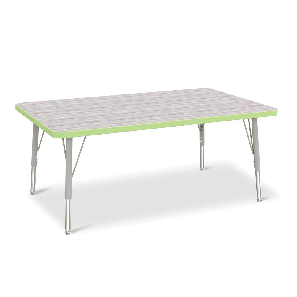 Berries® Rectangle Activity Table - 30" X 48", E-height - Driftwood Gray/Key Lime/Gray. Picture 1