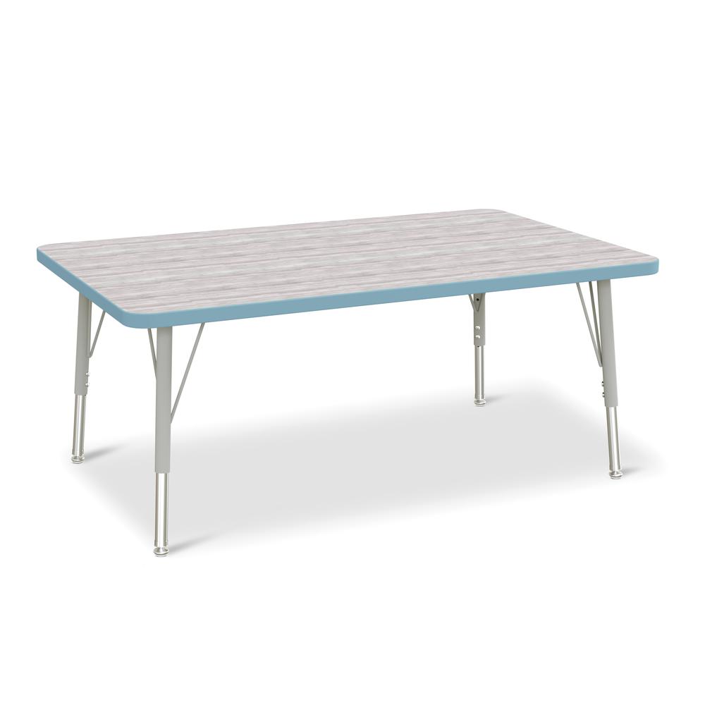 Berries® Rectangle Activity Table - 30" X 48", E-height - Driftwood Gray/Coastal Blue/Gray. Picture 1