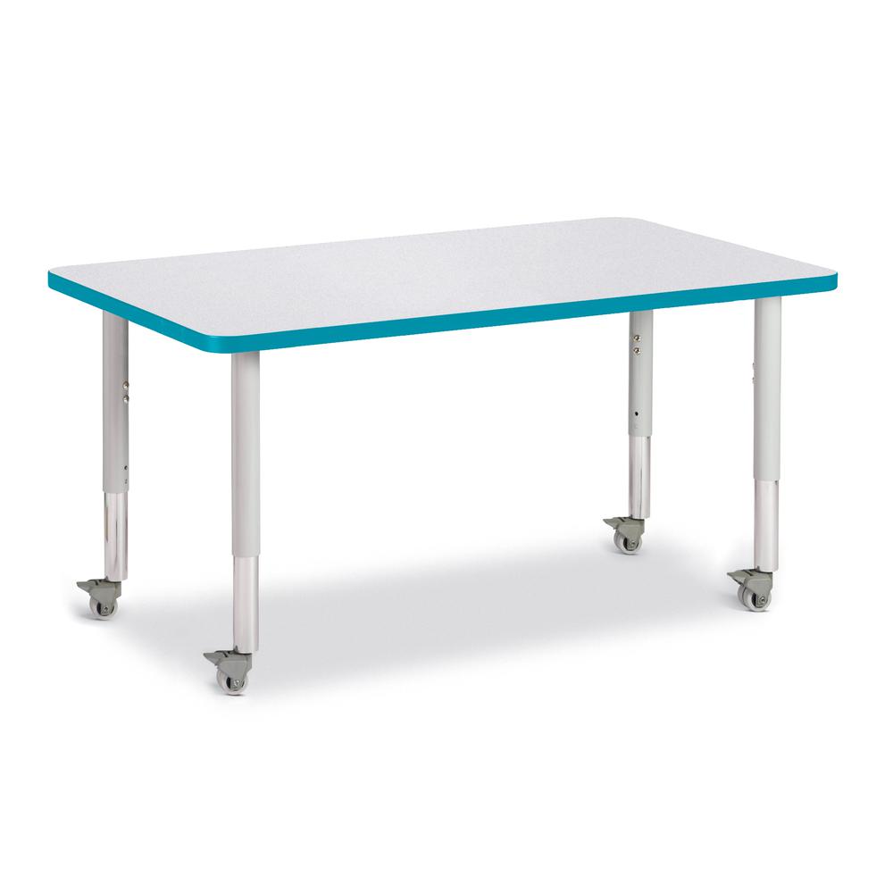 Rectangle Activity Table - 30" X 48", Mobile - Gray/Teal/Gray. Picture 1