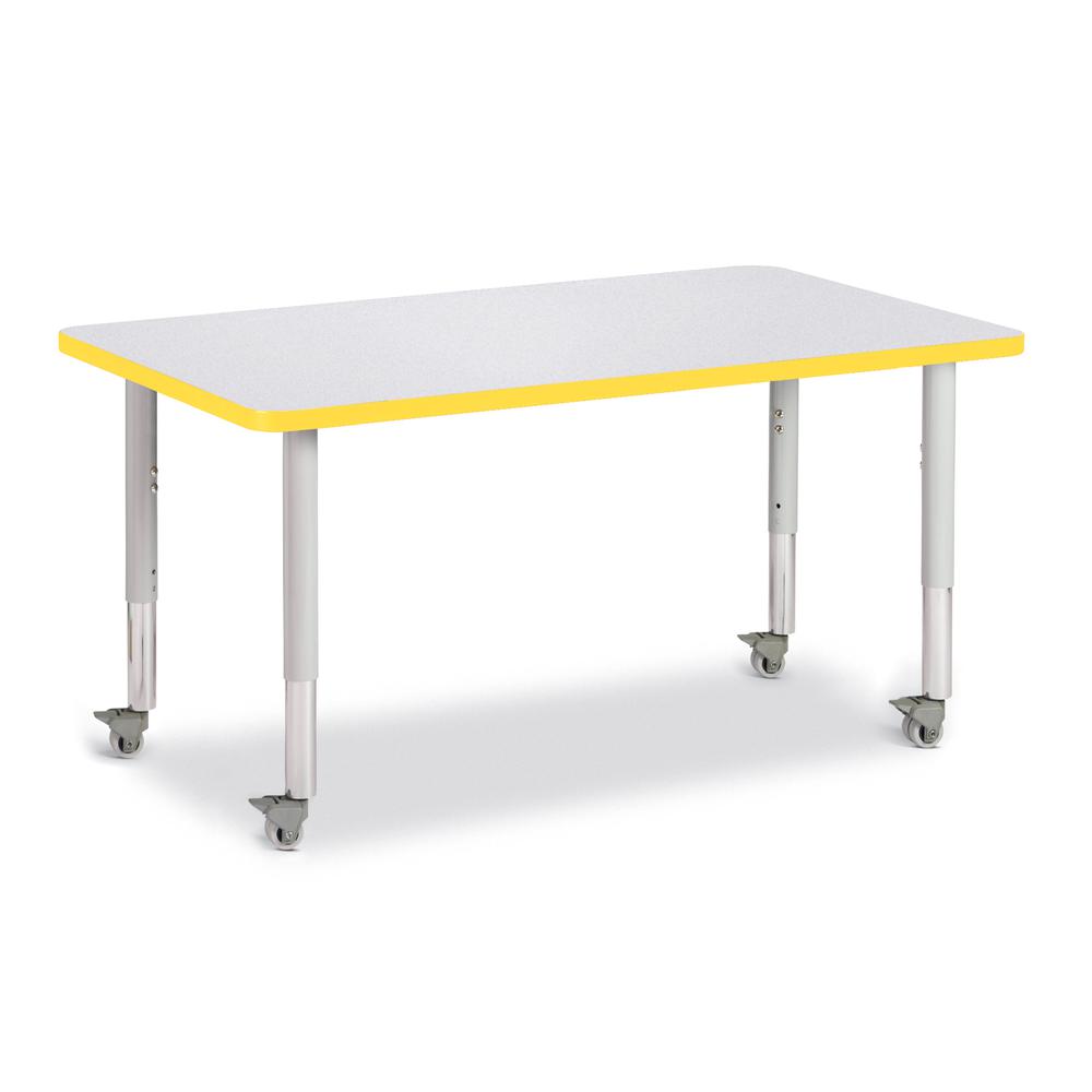 Rectangle Activity Table - 30" X 48", Mobile - Gray/Yellow/Gray. Picture 1