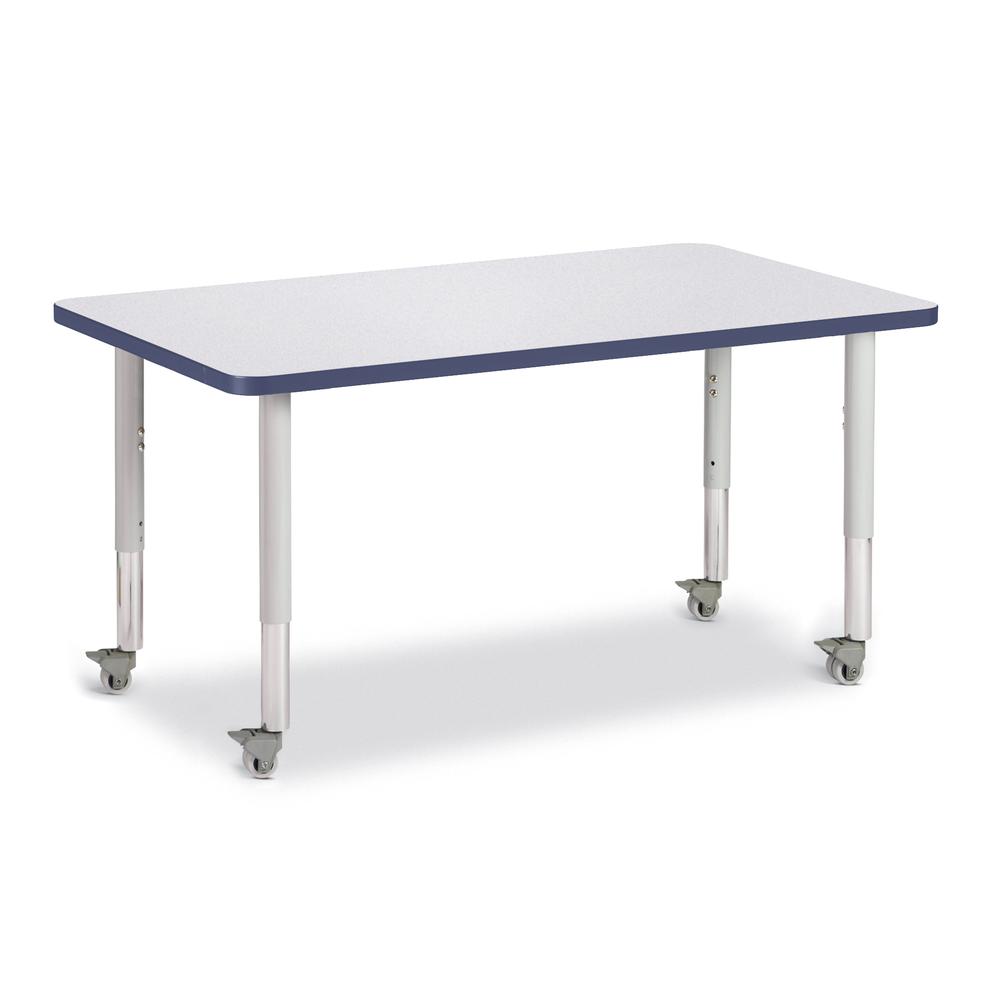 Rectangle Activity Table - 30" X 48", Mobile - Gray/Navy/Gray. Picture 1