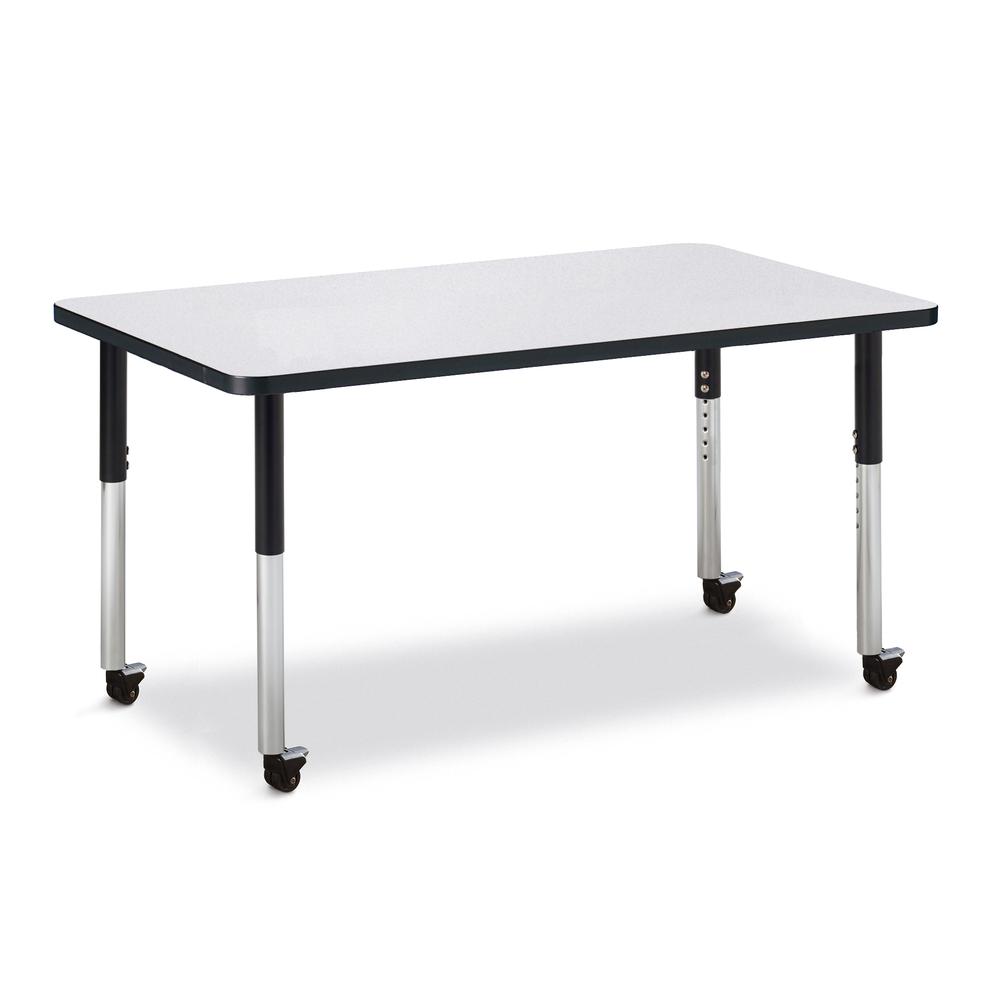 Rectangle Activity Table - 30" X 48", Mobile - Gray/Black/Black. Picture 1
