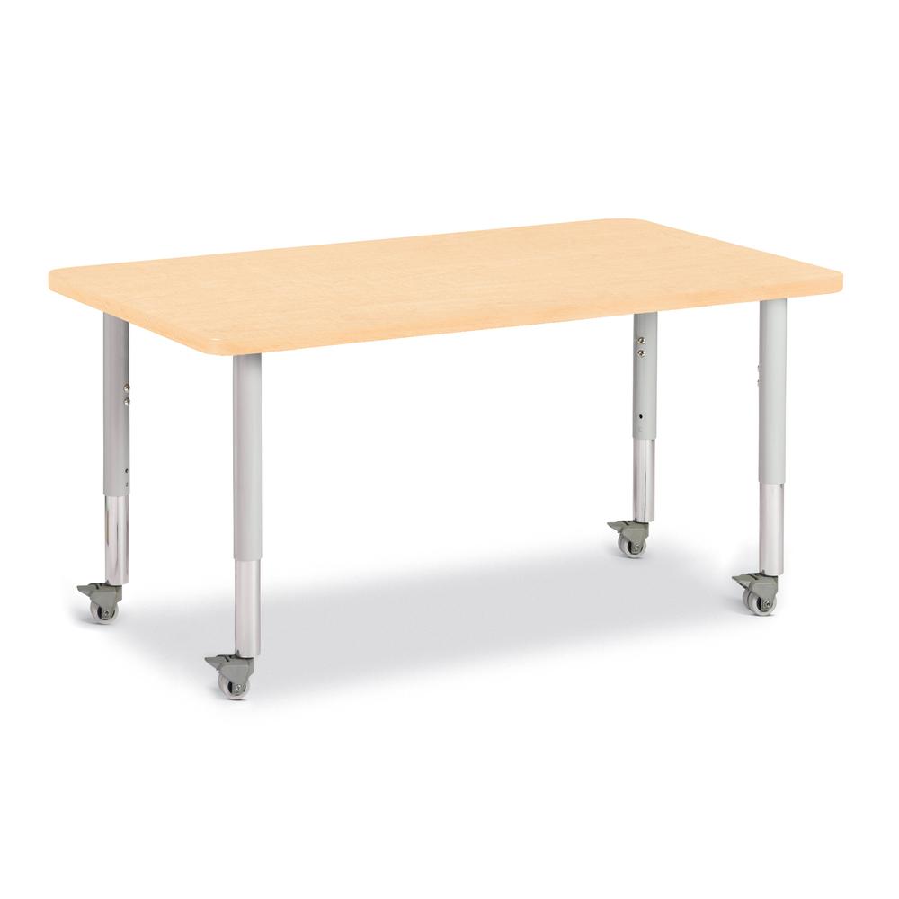 Rectangle Activity Table - 30" X 48", Mobile - Maple/Maple/Gray. Picture 1