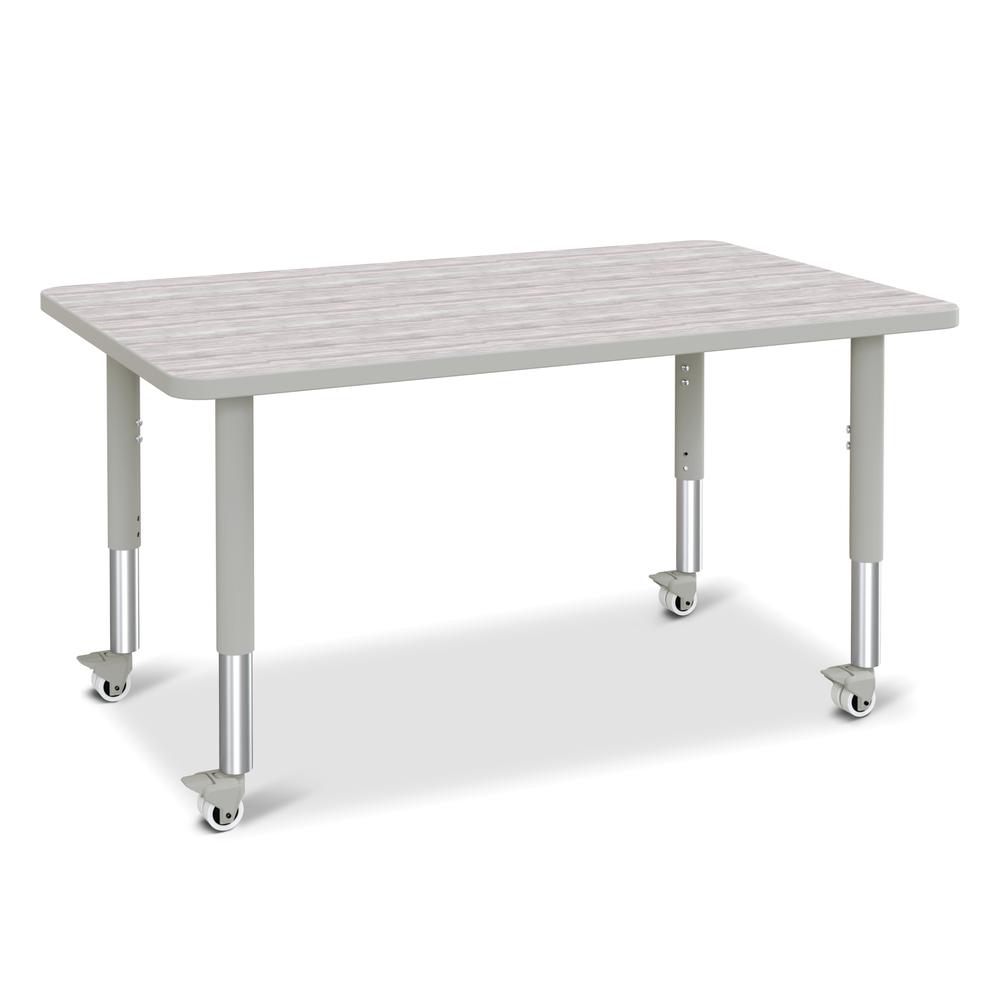 Berries® Rectangle Activity Table - 30" X 48", Mobile - Driftwood Gray/Gray/Gray. Picture 1