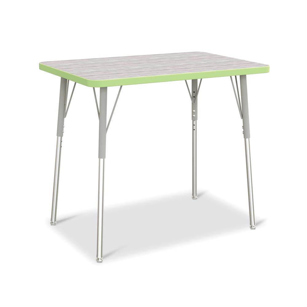 Berries® Rectangle Activity Table - 24" X 36", A-height - Driftwood Gray/Key Lime/Gray. Picture 1