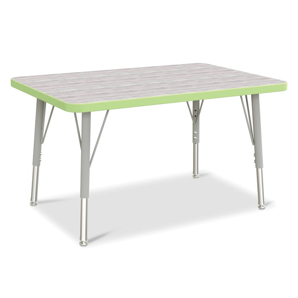 Berries® Rectangle Activity Table - 24" X 36", E-height - Driftwood Gray/Key Lime/Gray. Picture 1