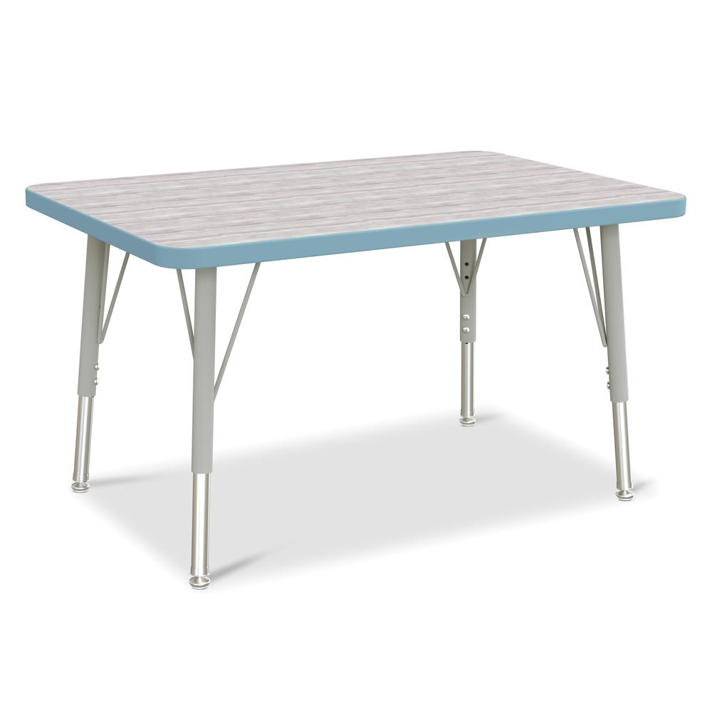 Berries® Rectangle Activity Table - 24" X 36", E-height - Driftwood Gray/Coastal Blue/Gray. Picture 1