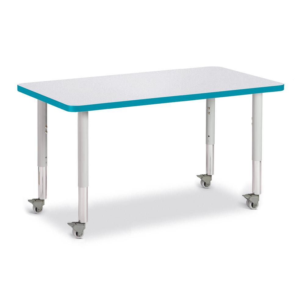 Rectangle Activity Table - 24" X 36", Mobile - Gray/Teal/Gray. Picture 1