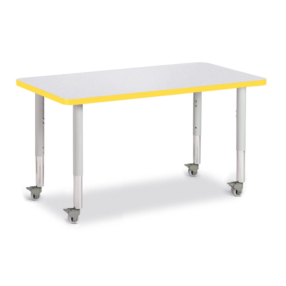 Rectangle Activity Table - 24" X 36", Mobile - Gray/Yellow/Gray. Picture 1