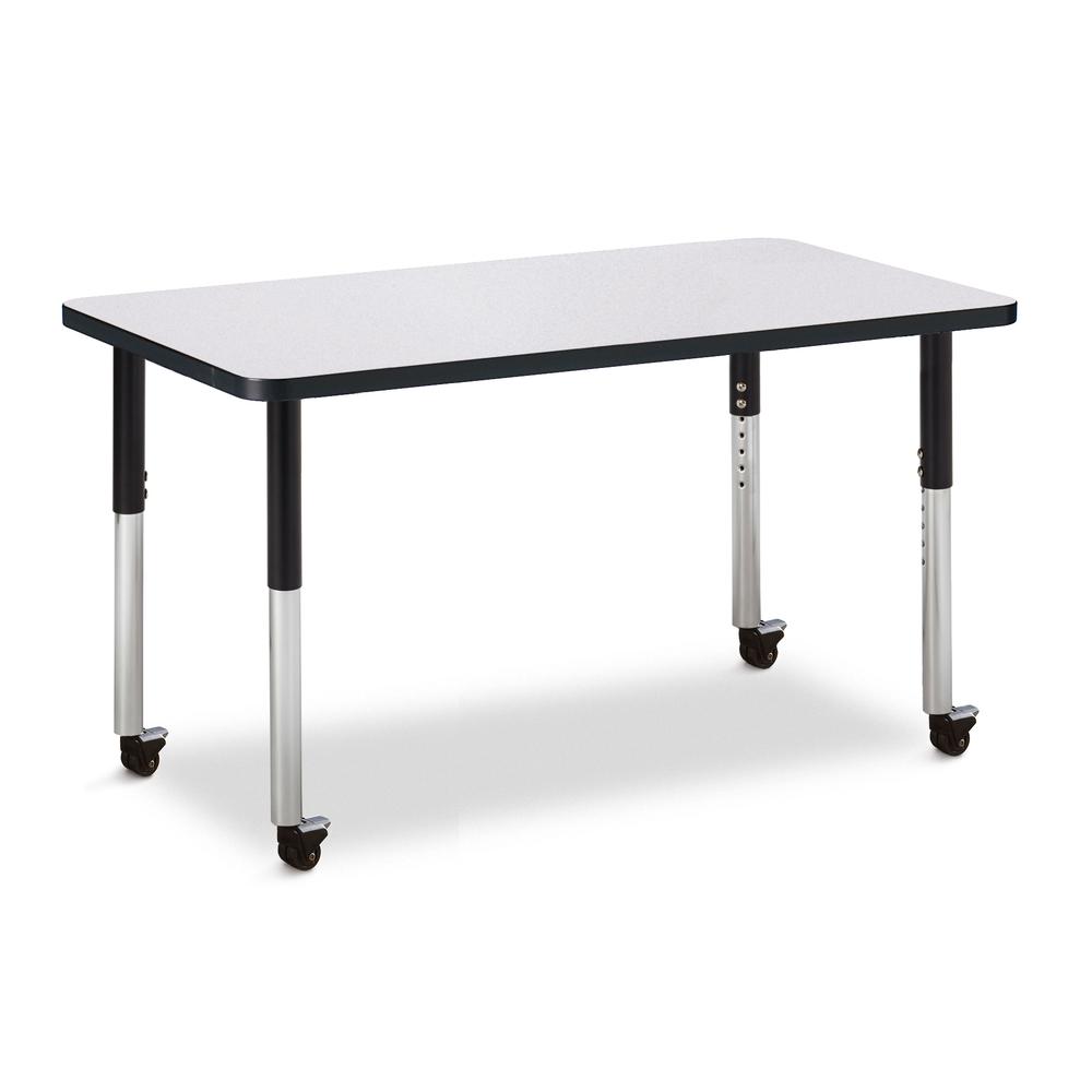 Rectangle Activity Table - 24" X 36", Mobile - Gray/Black/Black. Picture 1