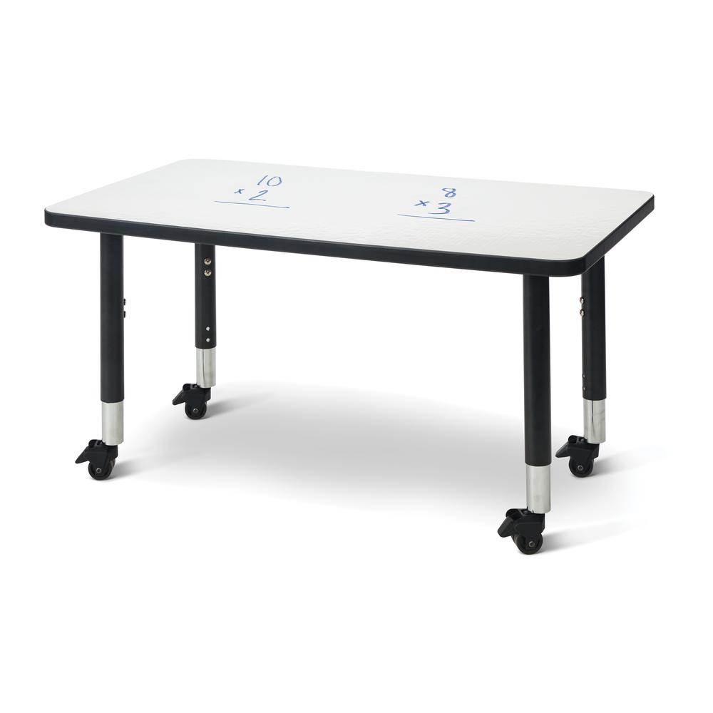 Berries® Rectangle Dry Erase Table - 36" x 24", Mobile - Write-n-Wipe/Black/Black. Picture 1