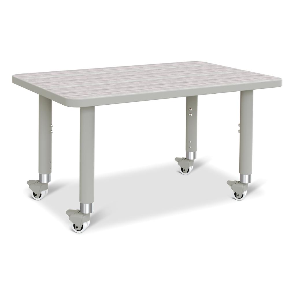 Berries® Rectangle Activity Table - 24" X 36", Mobile - Driftwood Gray/Gray/Gray. Picture 1