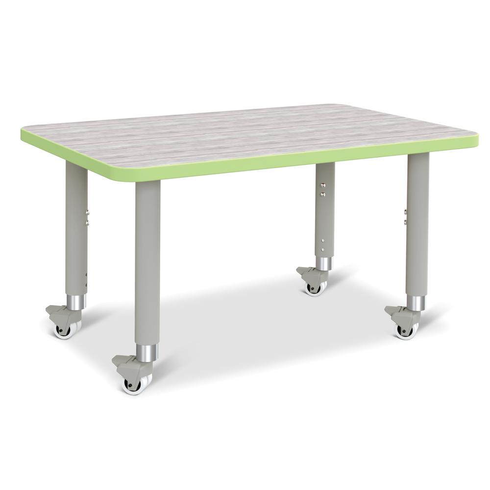Berries® Rectangle Activity Table - 24" X 36", Mobile - Driftwood Gray/Key Lime/Gray. Picture 1