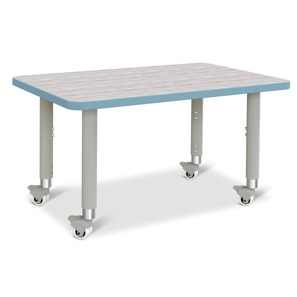 Berries® Rectangle Activity Table - 24" X 36", Mobile - Driftwood Gray/Coastal Blue/Gray. Picture 1